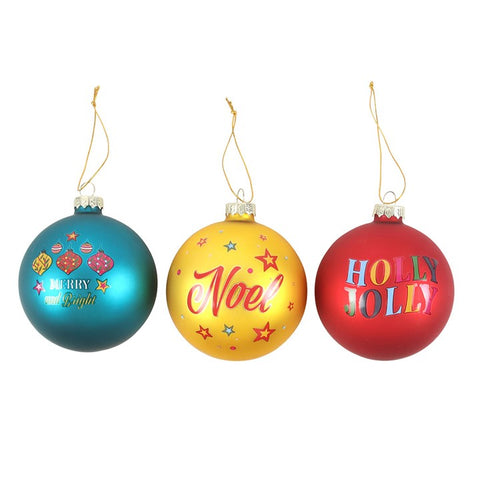 3 Nostalgic Christmas Glass Baubles