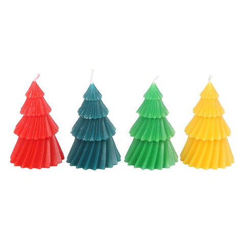4 Colourful Christmas Tree Candles